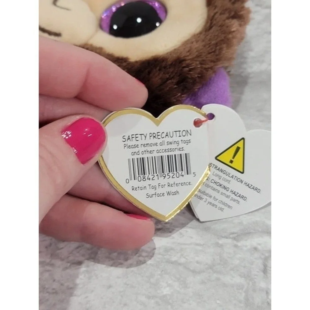 NEW TY Gear Beanie Boos COCONUT MONKEY Wristlet COIN PURSE Strap MWMT Heart Tags